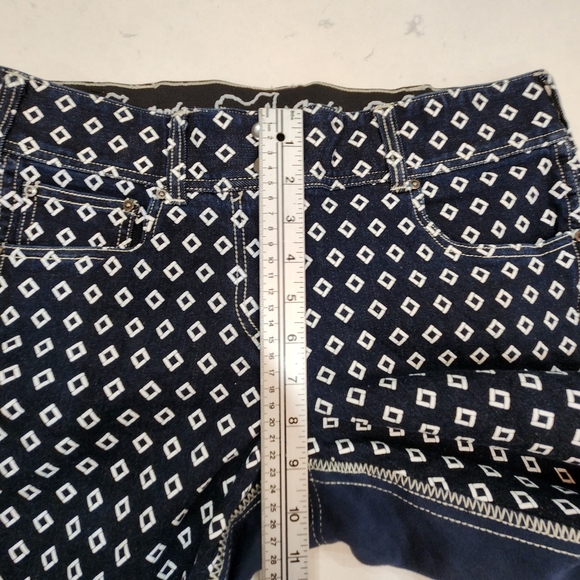 Goode Rider Full Seat Breaches Size 32R Blue Diamond All Over Print Stretch - Picture 12 of 16